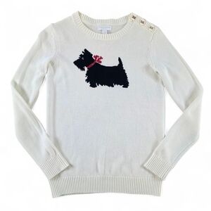 Charter Club Petite Ivory Sweater Scottie Dog Knit P/P Buttons Novelty Holiday